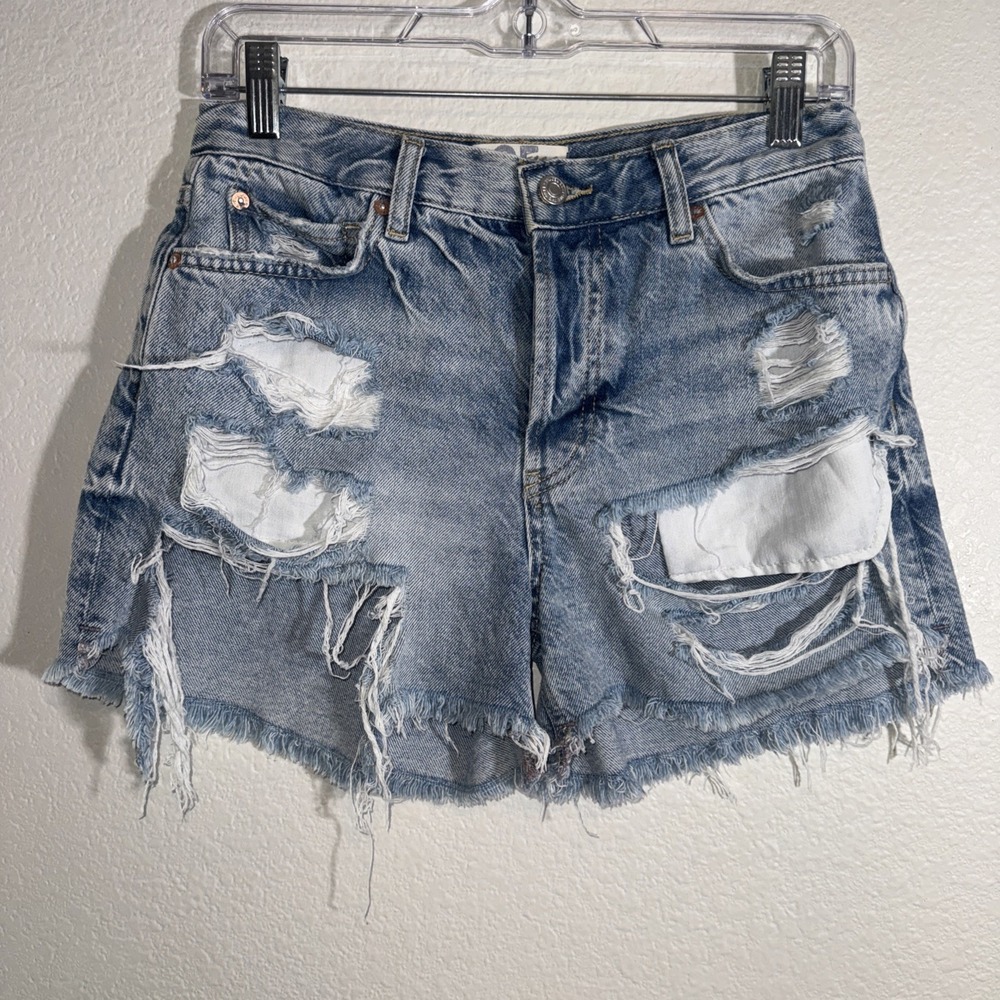 Free People We The Free Women's Denim Jean Shorts 25 Destroyed Western Grunge